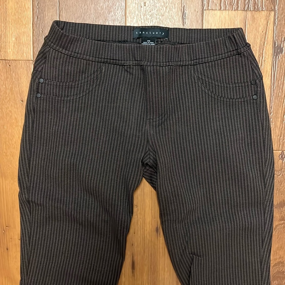 Sanctuary x Anthropologie Black and Brown Striped Leggings